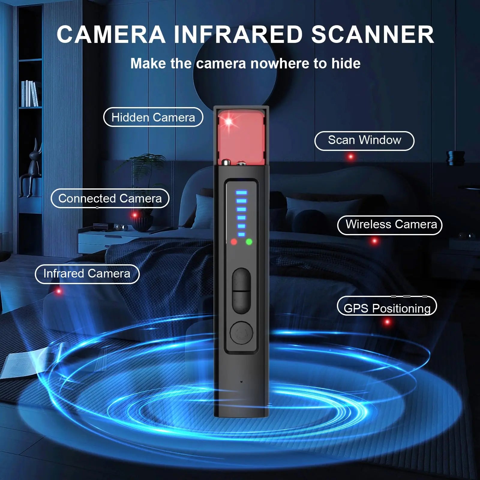 6-in-1 Anti-Spy Hidden Camera Detector GPS Tracker Finder RF Signal Eavesdropping Device Scanner for Hotel Travel Privacy LadyShow.Store