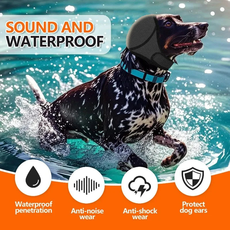 Waterproof Noise Cancelling Dog Ear Muffs for Swimming & Grooming - Calming Hood To Relieve Pet Anxiety & Prevent Shock Pi-Mart