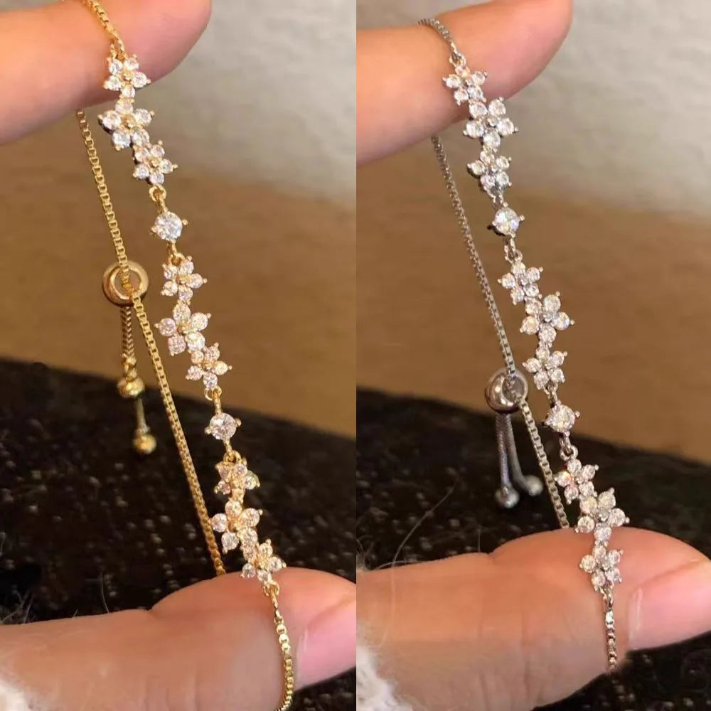 Pulling Bracelet Zircon Handmade Bracelet Zinc Alloy Bracelet Fashionable For Party Women Fashion Accessory Pi-Mart