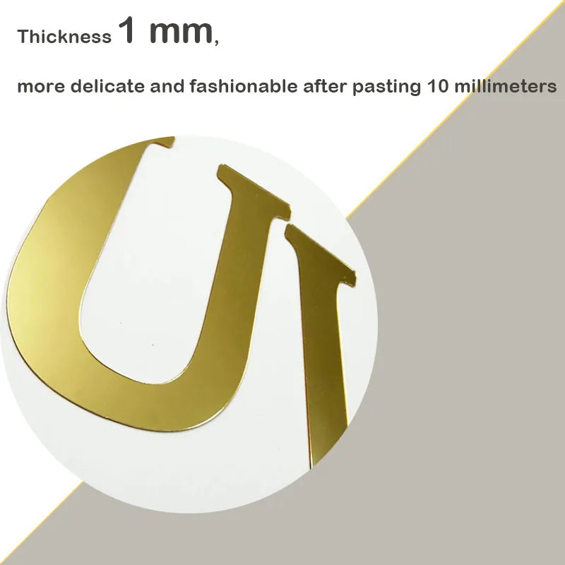 10CM 15CM 20CM English Letters Wall Sticker Acrylic Gold Wall Sticker Decals Self-Adhesive Home Party Decor Factory Customized Pi-Mart