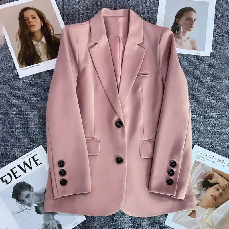 Elegant Office Lady Blazers for Women 2025 Fashion Long Sleeve Single Button Blazer Coats Female Top Suit Jackets Outerwears LadyShow.Store