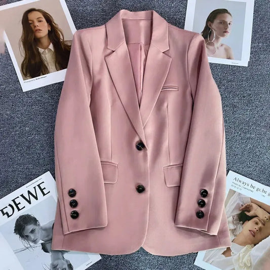 Elegant Office Lady Blazers for Women 2025 Fashion Long Sleeve Single Button Blazer Coats Female Top Suit Jackets Outerwears LadyShow.Store