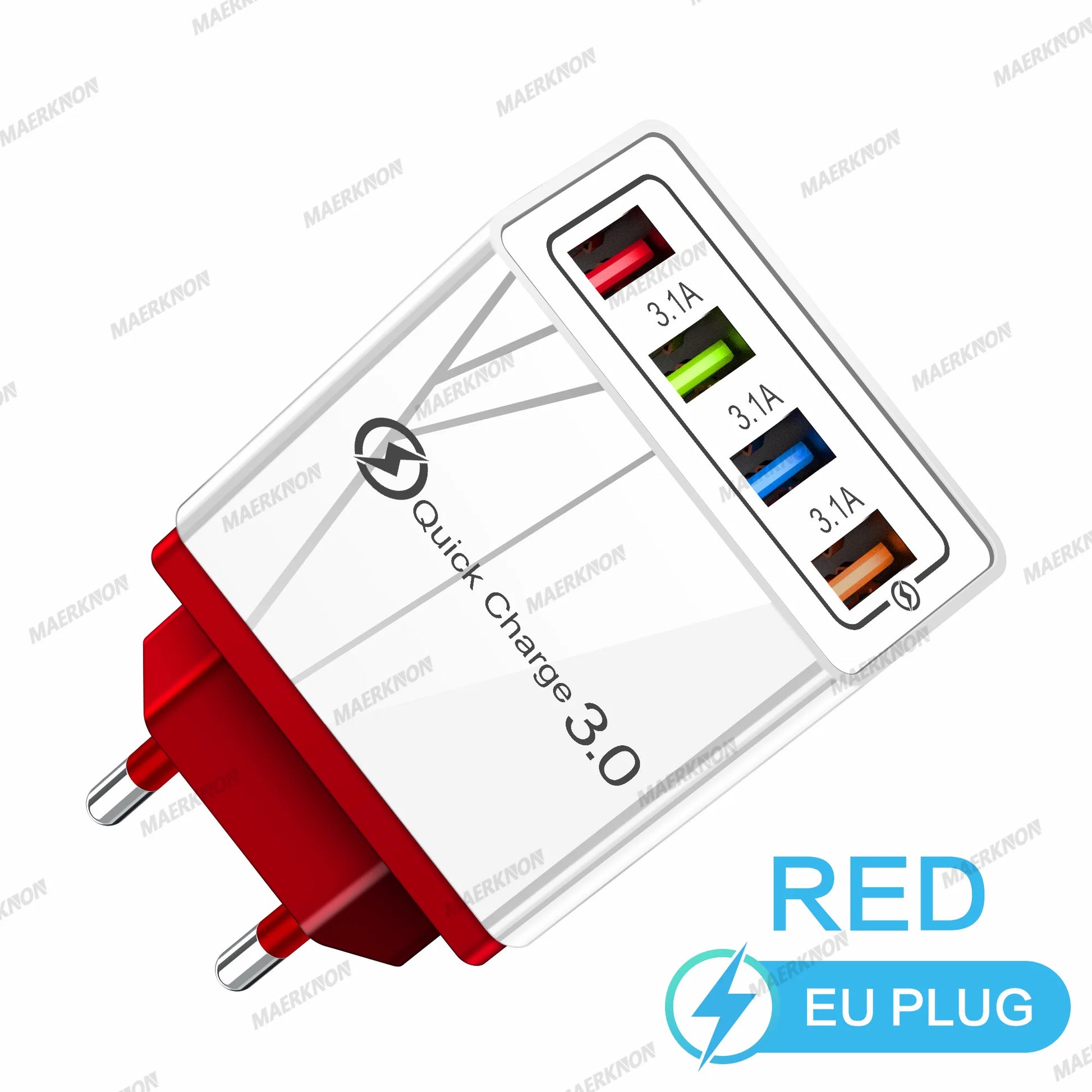 3A USB Charger 4 Ports USB Quick Charge 3.0 EU US Plug For iPhone Samsung Xiaomi Poco Fast Charging Mobile Phone Charger Adapter Pi-Mart