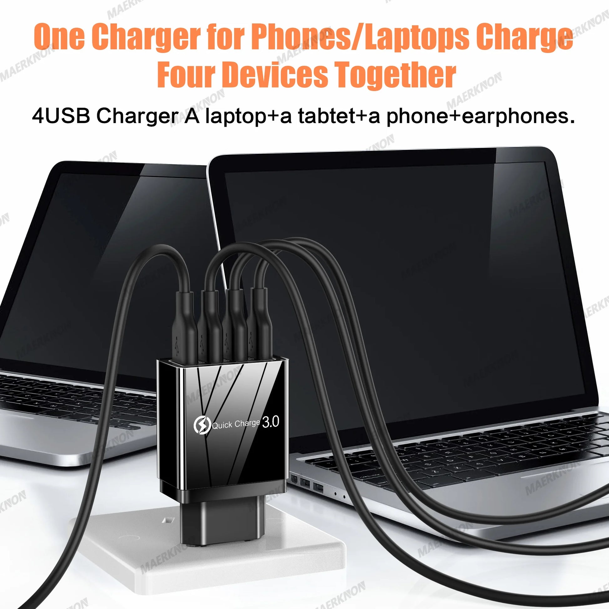 3A USB Charger 4 Ports USB Quick Charge 3.0 EU US Plug For iPhone Samsung Xiaomi Poco Fast Charging Mobile Phone Charger Adapter Pi-Mart