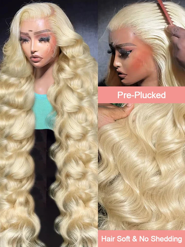 613 Hd Lace Frontal Wig 13x6 Blonde Human Hair Wigs 250 Density Body Wave Lace Front Wigs Colored Human Hair Pre Plucked 40 Inch LadyShow.Store