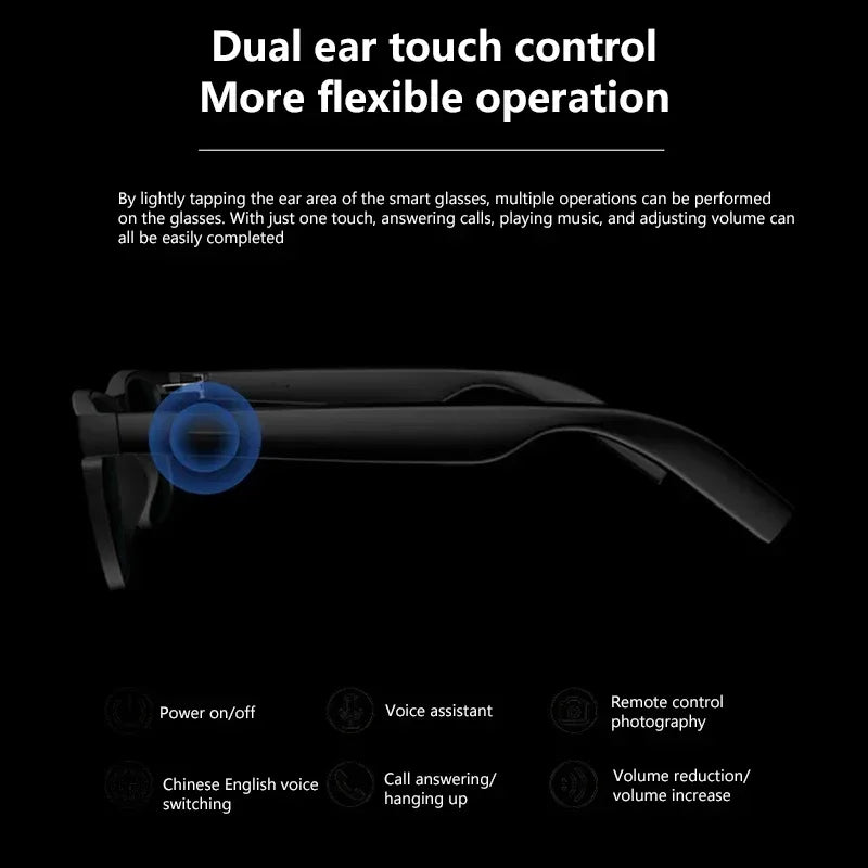 Lenovo Smart Glasses Touch Control Camera 8K HD Recording Bluetooth Call Voice Assistant Translator AI Glasses for Adults New LadyShow.Store