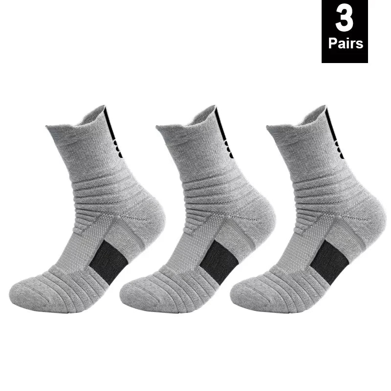 1/3 Pairs Anti-slip Football Socks Men Cotton Sock Short Long Tube Soccer Basketball Sport Socks Breathable Deodorous Sock 39-45 Pi-Mart