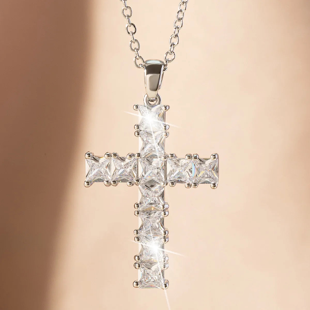 New Fashion Necklaces Female Pendants Gold Multi Color Crystal Jesus Cross Pendant For Women Necklace Party Leisure Time Jewelry Pi-Mart