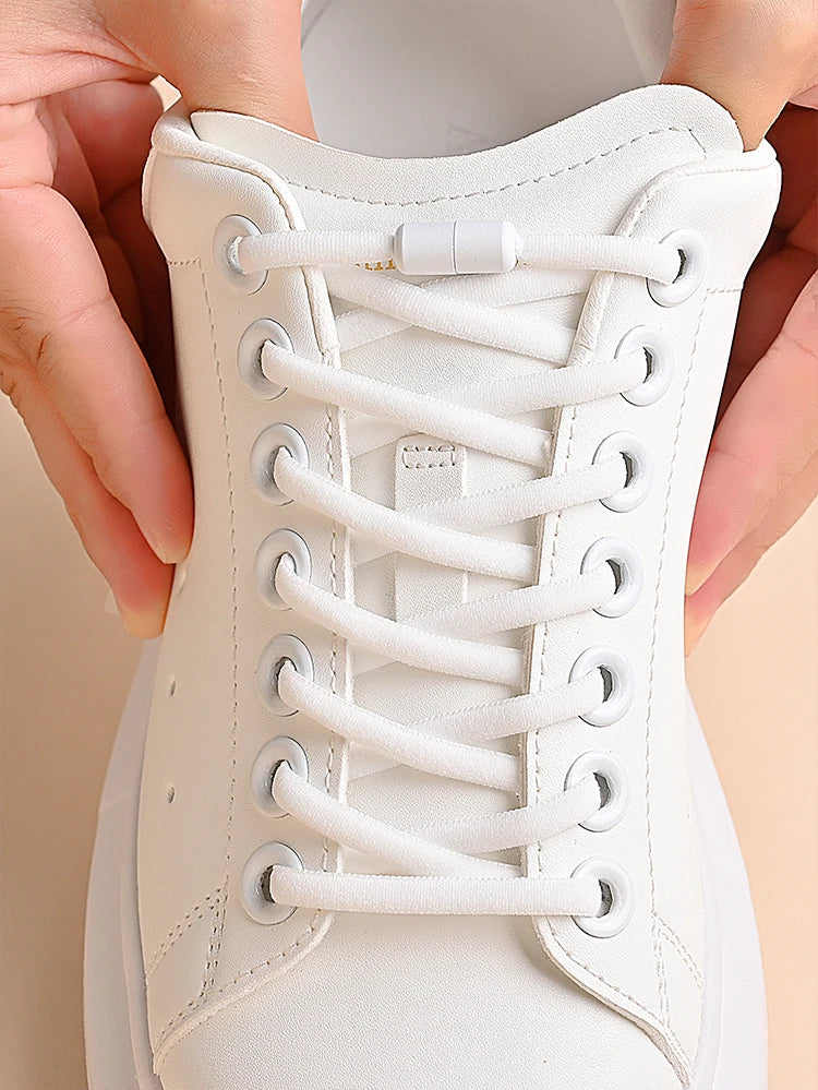 Elastic No Tie Shoelaces Semicircle Shoe Laces For Kids and Adult Sneakers Shoelace Quick Lazy Metal Lock Laces Shoe Strings Pi-Mart