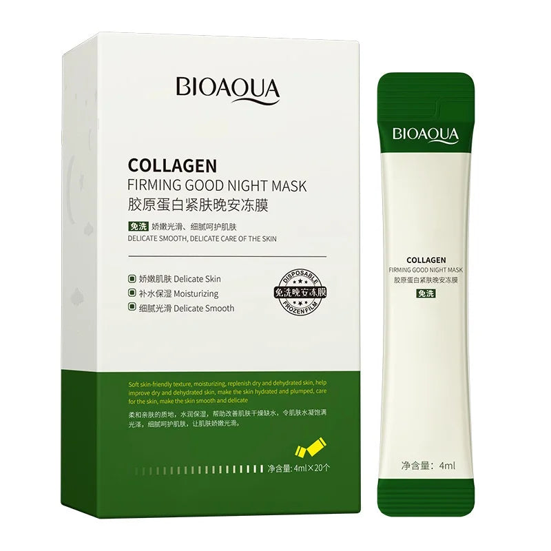30pcs/20pcs BIOAQUA Collagen Sleeping Facial Masks Skincare Moisturizing Brightening Firming Face Mask Pi-Mart