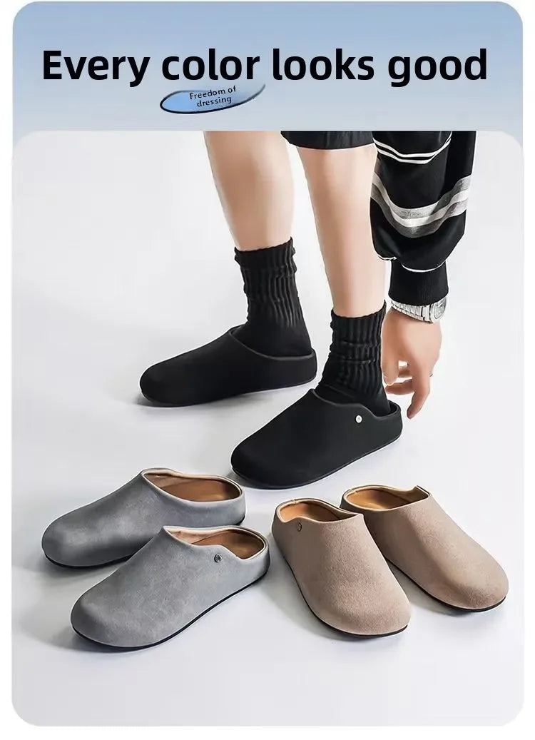 Unisex Closed Toe Mule Slippers Spring Autumn Slip On Soft Sole Casual Shoes for Outdoor Office Home Pi-Mart