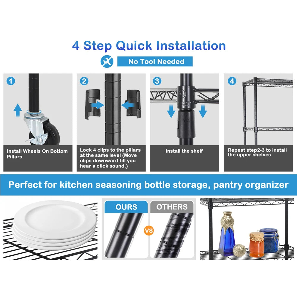 Industrial Warehouse Eco-Friendly Adjustable Large Capacity Metal Mobile Storage Wire Racks Shelving Storage Units Pi-Mart