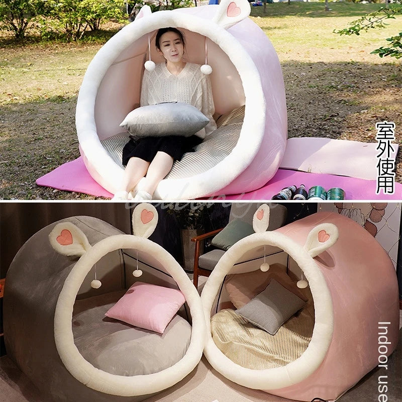 Cute Oversized Adult Child Plush Tent Cozy House Lazy Person Sofa On The Ground Cat's Nest Christmas Cushions Sitting Cushion Pi-Mart