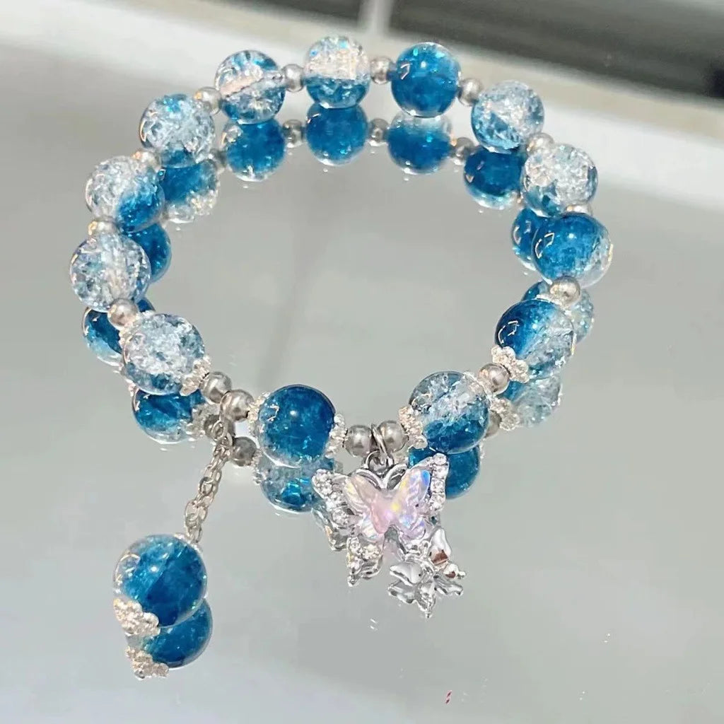 New Simple Beads Crystal Bracelet For Women Girls Korean ins Flower Fox Feather Tassel Bracelets Best Friend Jewelry Gifts 2024 Pi-Mart