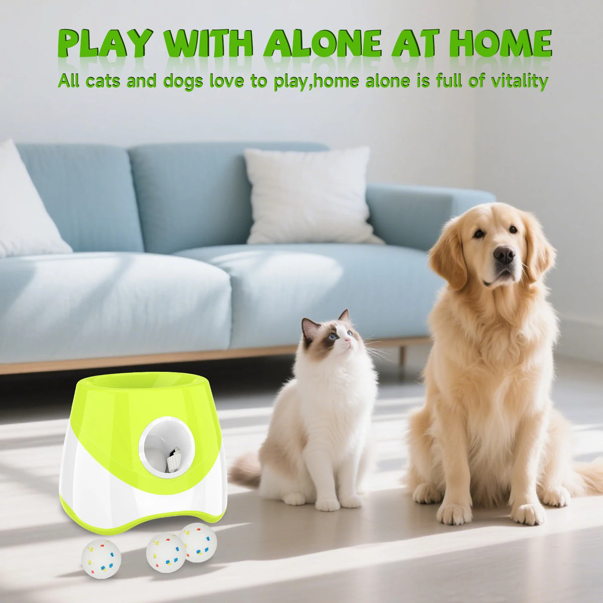 Mini Automatic Dog Ball Launcher 3m/6m/9m,USB Charging Interactive Pet Toy with 3 Tennis Balls for Puppy Indoor Outdoor Exercise Pi-Mart