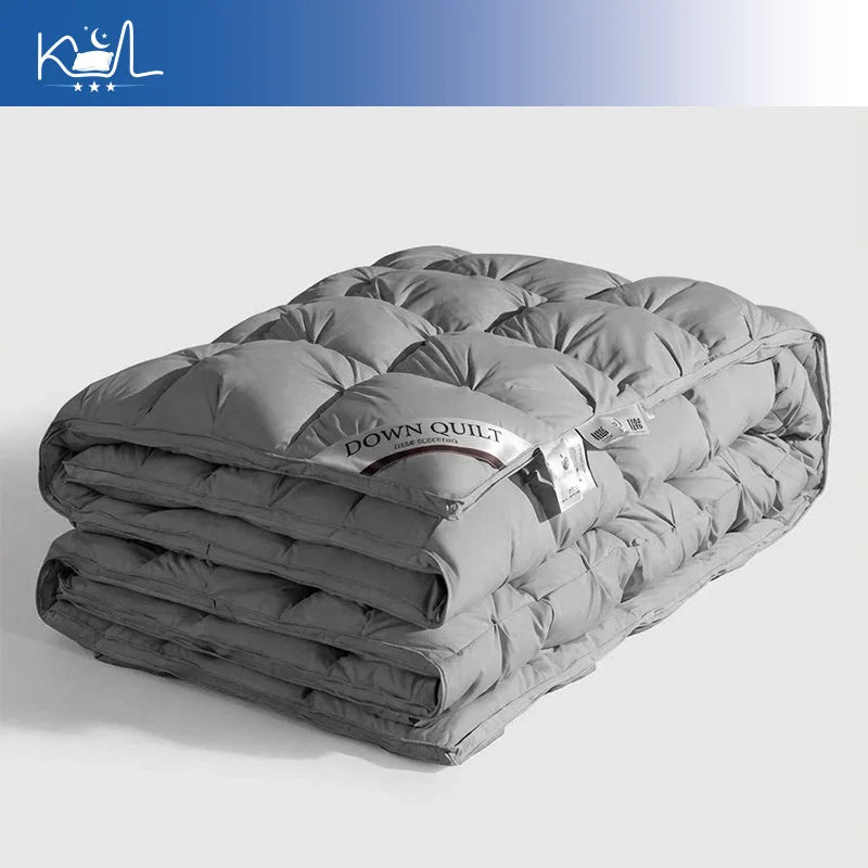 3D Luxury Quilted 100% Premium Goose Down Comforter King Queen Full Size Winter Thick Solid Color Duvet Pi-Mart