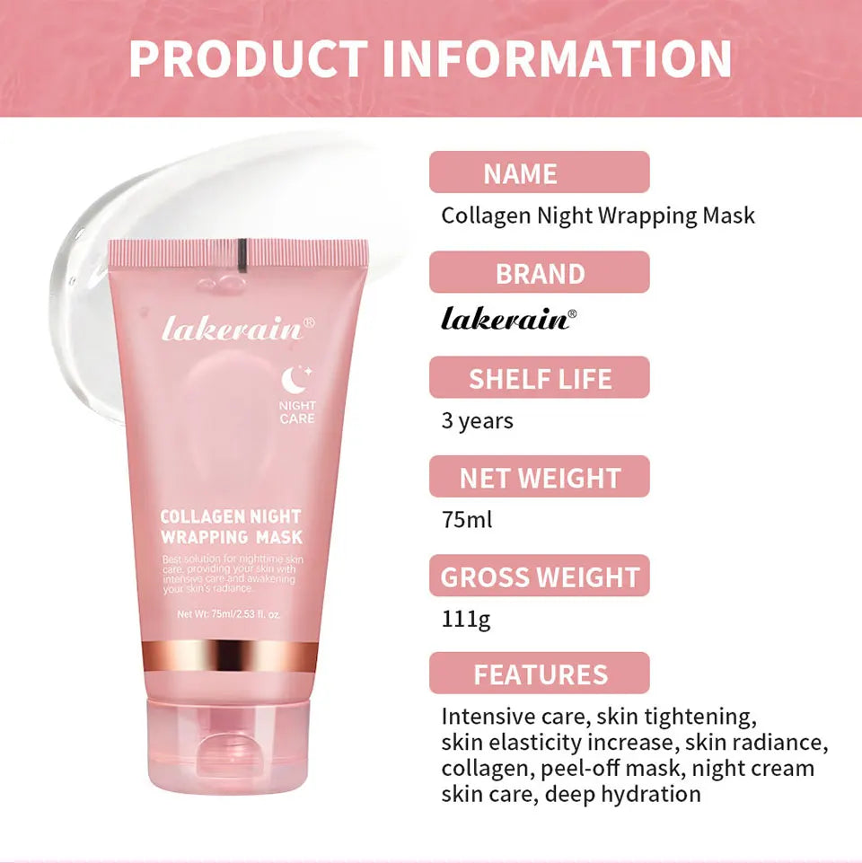 Collagen Wrapping Peel-off Mask Rejuvenation Moisturizing Brightening Korean Face Mask Make Glowy Skin Elasticity Facial Mask Pi-Mart