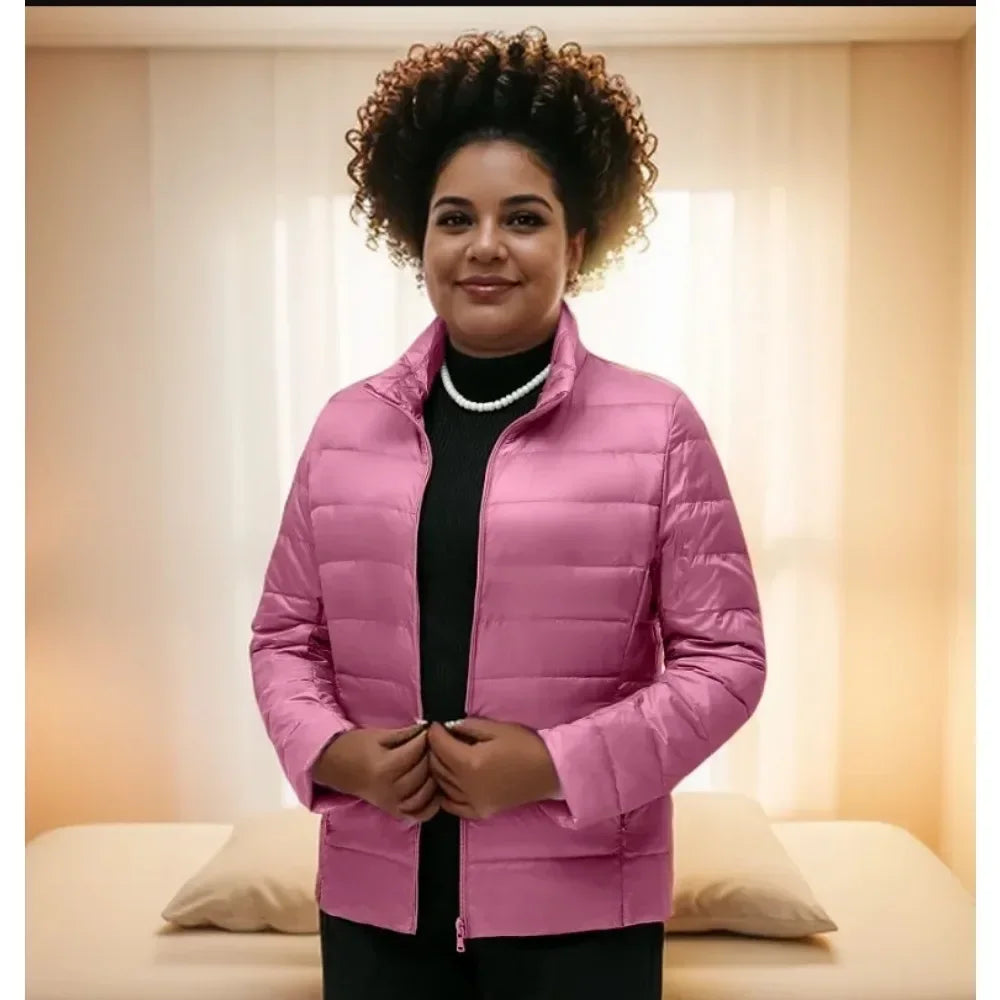 Plus Size down Jacket Female Short Ultra Lightweight Packable Puffer Coats Women Fashion 15 Colors Warm Slim Fit Parkas 7XL LadyShow.Store