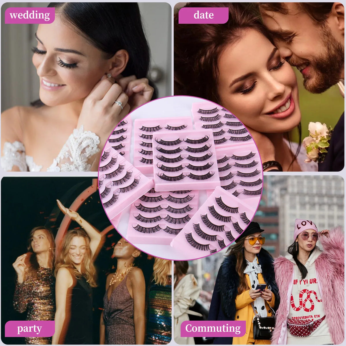 Fashion Russian Strip Lashes 2/5/10 Pairs 3D Mink Lashes Natural Eyelashes Dramatic False Eyelashes Wholesale Eyelash Extension Pi-Mart