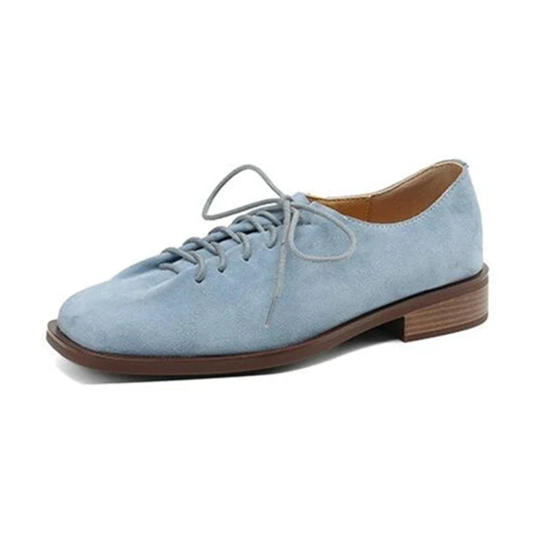 Women Loafer Lace-up 2025 New Spring Shoes Women Suede Genuine Leather Women Oxford Shoes Large Size British Style Women Shoes LadyShow.Store