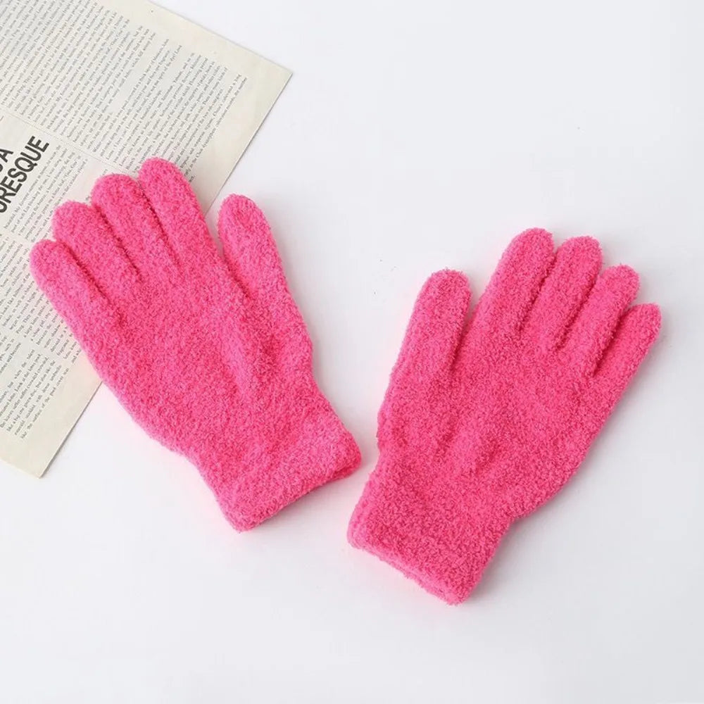 Fashion Thickened Furry Gloves Cold-proof Warm Winter Gloves Windproof Breathable Five Finger Gloves Winter Pi-Mart
