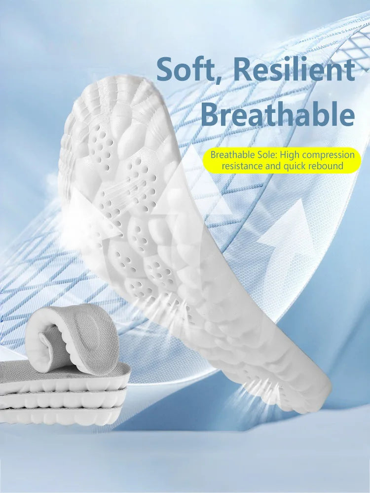 Latex Sport Insoles Soft High Elasticity Shoe Pads Orthotic Breathable Deodorant Shock Absorption Cushion Arch Support Insole LadyShow.Store