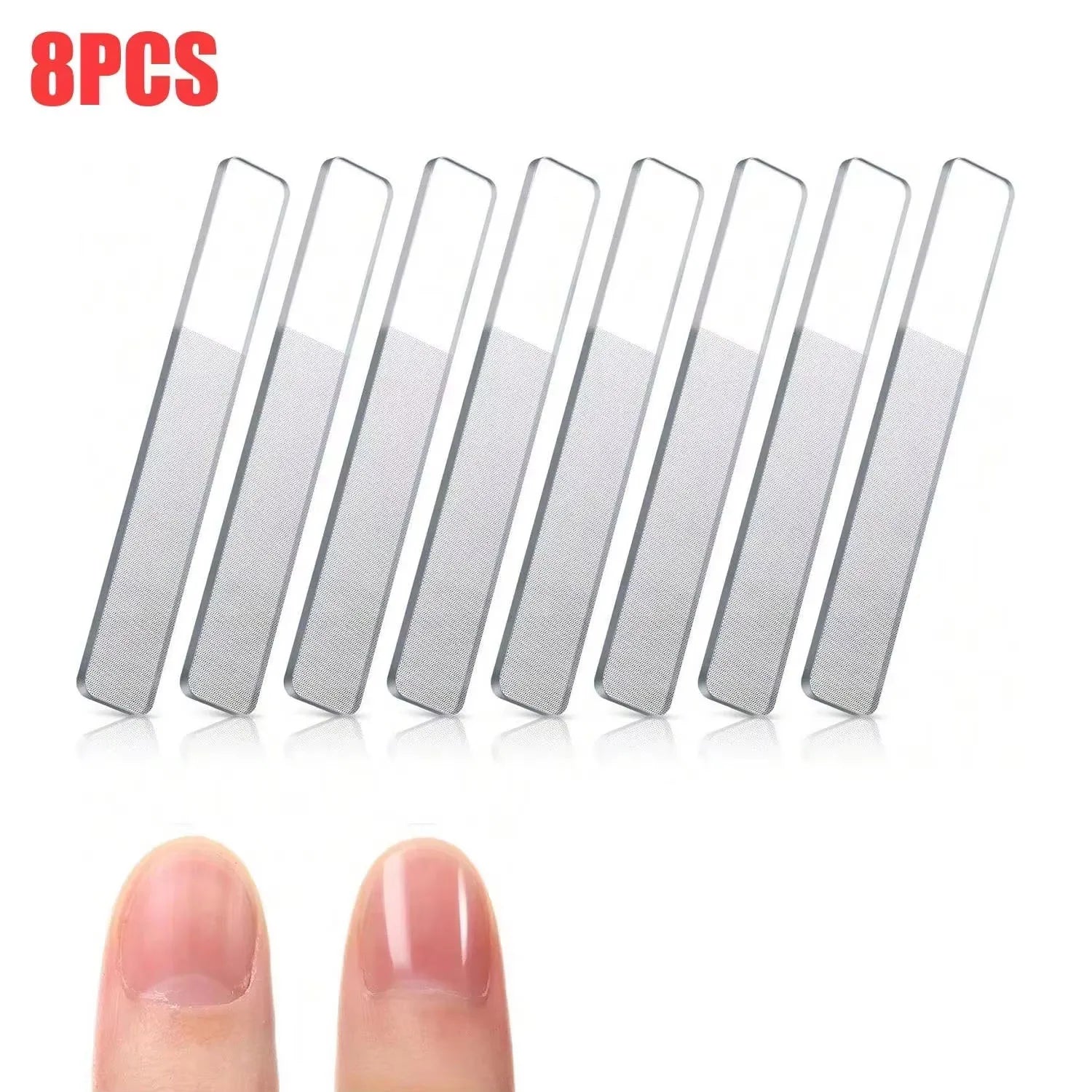 8PCS Portable Nano Glass Nail File, Crystal Glass Nail Polish Nail Care Tool Kit Tri Light Beauty