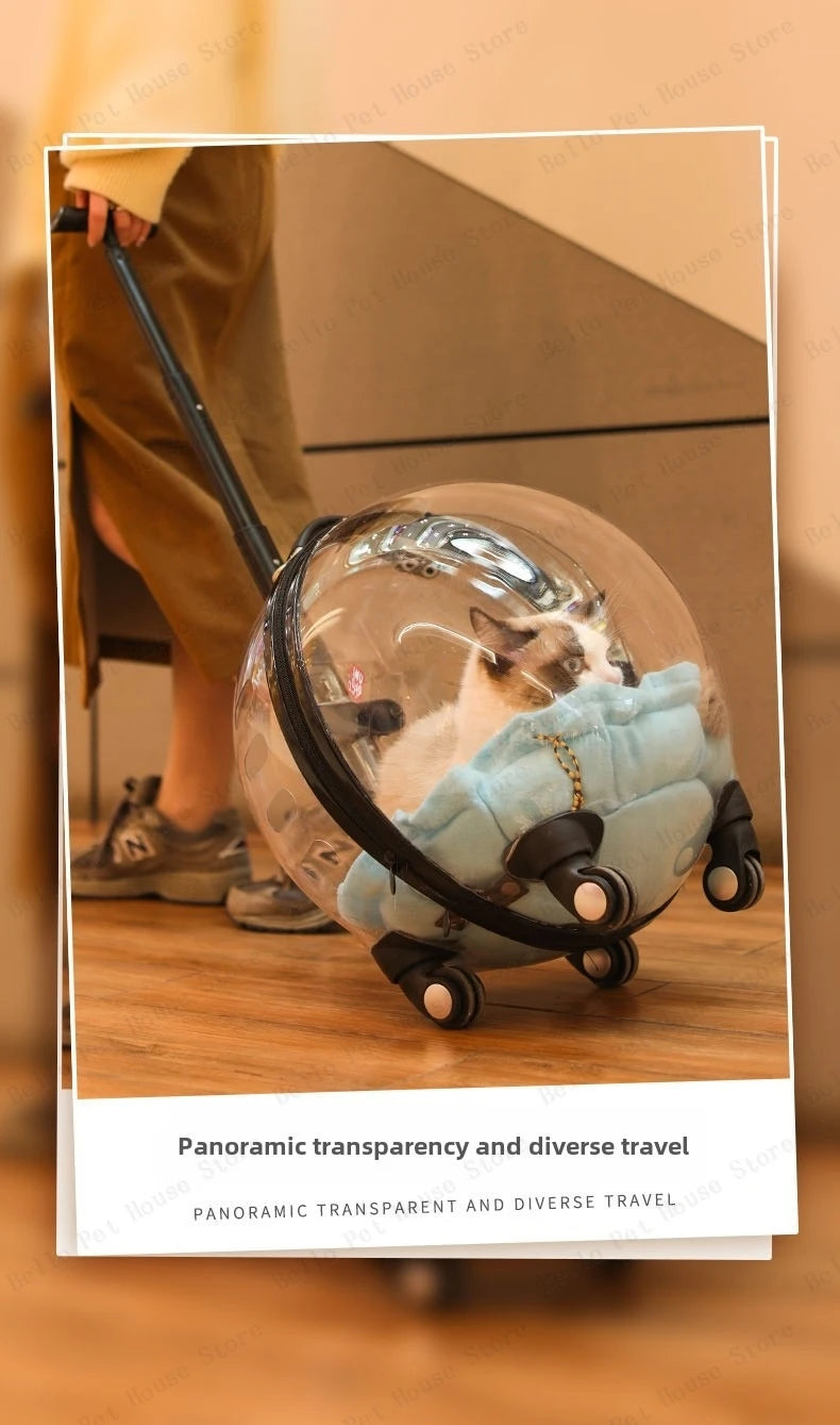 Portable Cat Bag for Going Out Large Capacity Transparent Breathable Pet Trolley Case Cat Travel Bag Pet Supplies Cat nest Pi-Mart