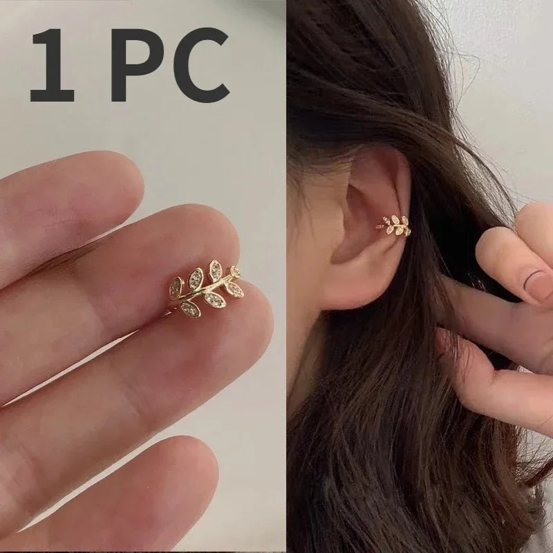 EVISPOL 1Pc Hot Sale Cute Metal Leaf Earcuff Clips On Earring for Women Fake Piercing Cartilage Earrings Ear Ring Without Hole Pi-Mart
