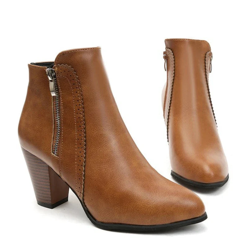 2024 new autumn ladies boot Coarse heeled outdoor nonslip shoe Retro Zipper Fashion Boots Comfort casual women's shoes Botas LadyShow.Store