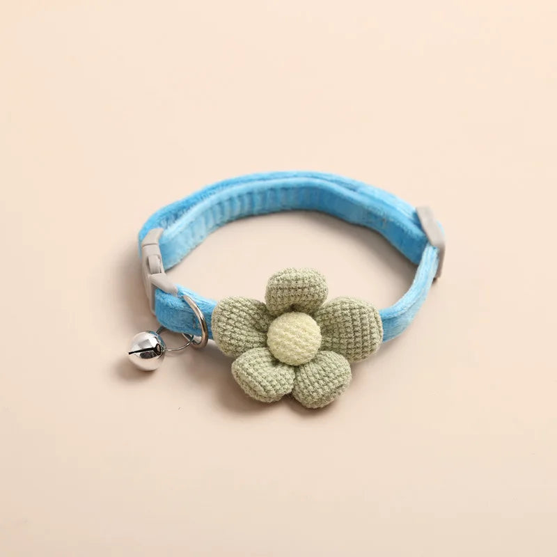 1Pc Cat Collar with Cute Flower  Adjustable Buckle Cat Collar Bell Collar Cat  Small Pet Supplies  Kitten Collar  Small Dog Acce Pi-Mart