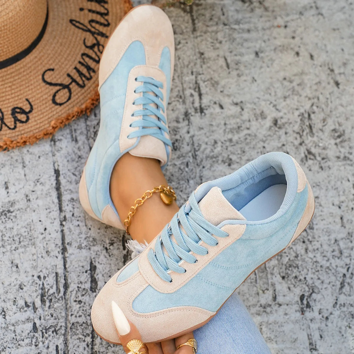 Women's Casual Flat-soled Non-slip Wear-resistant Sport Shoes Spring Autumn Round-toe Soft and Comfortable Women Single Shoes Pi-Mart