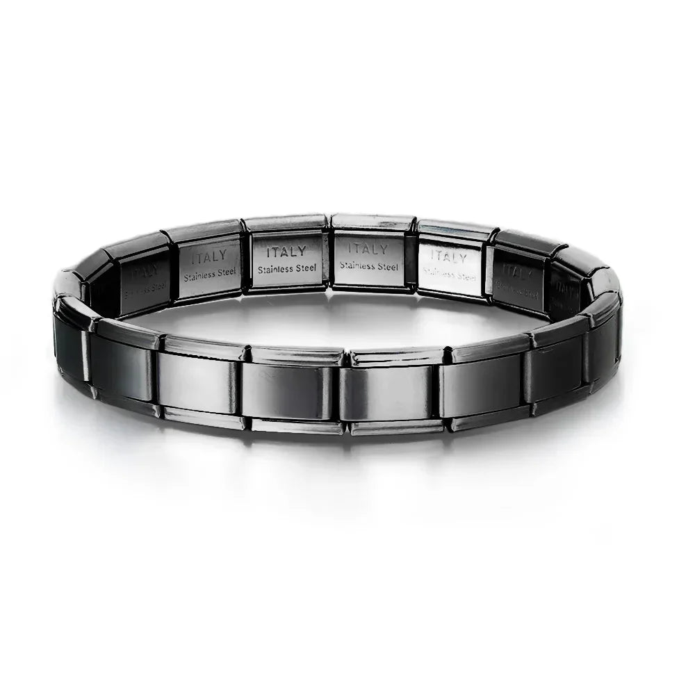 Italian Charm Link for Women Men 9mm Width Silver Gold Color Chain Stainless Steel Bracelet on Hand DIY Making Jewelry Wholesale Pi-Mart