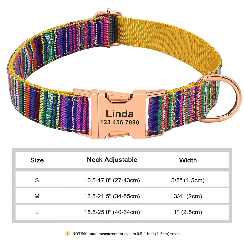 Personalized Dog Accessories Collar Nylon Printed Pet Puppy Collar Dog ID Collars Free Engraved ID for Small Medium Large Dogs Pi-Mart