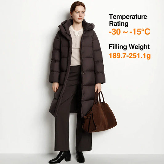 Semir Long Down Jacket Women Waterproof Hooded Coat 2025 Winter New Loose Girls' Jacket Multi-Color Thicken Windbrake Down Coat LadyShow.Store
