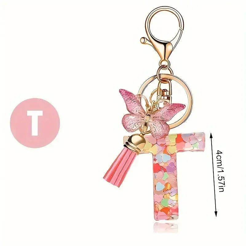 Fashion DIY A-Z Letters keychain Metal Holder Pendent Key Chain Women Car Key Ring Simple Letter Name Key Party Gift Jewelry Pi-Mart