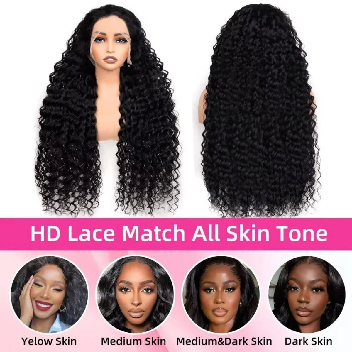 Deep Wigs Human Hair For Woman Burmese Curly Deep Wave Human Hair Wig 13x6 HD Lace Human Hair Wig on Clearance Sale LadyShow.Store