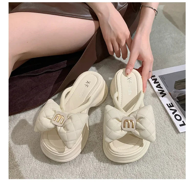2024 summer New Fashion Women Shoes Slippers Comfortable Platform Shoe High Heels Leisure flower outdoor beach Slipper Women Pi-Mart