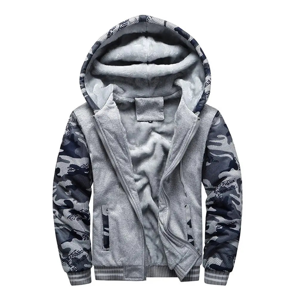 Men's Jacket Camouflage Thicken Winter Jackets for Men Fleece Long Sleeve Coat Man Casual Hoodies Streetwear Men's Coats Pi-Mart