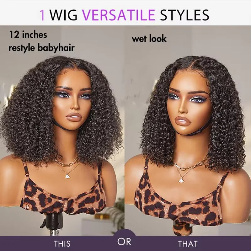 250Density Glueless Short Bob Wig 10 Inch Deep Wave Lace Front Bob Wigs Human Hair 5x5 Glueless Bob Wig Human Hair Ready To Wear LadyShow.Store