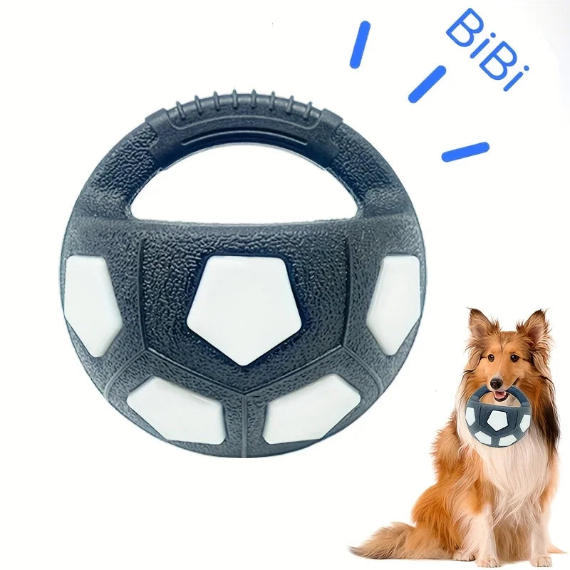 Soccer Ball Pet Vocal Toy, Durable TPR Material, Dog Toy With Carrying Handle, Suitable for Throwing , Interactive Pet Toy Pi-Mart