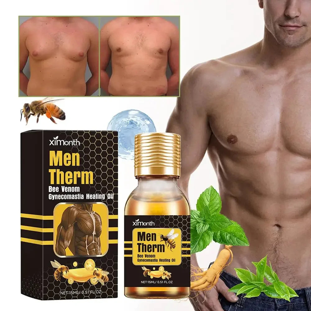 15ml Men's Bee Male Breast Warming Oil Chest Firming Massage Serum Chest Firming Oil Skin Care Pi-Mart