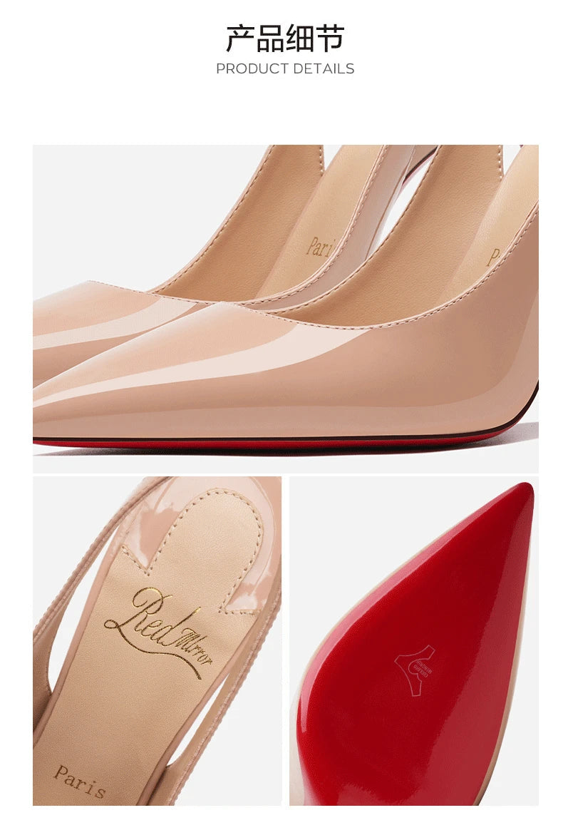 Heeled sandals Red Shiny Bottoms Naked color luxury Hollow 2026 New Elegant High Heels Sexy Slingbacks Ladies Shoes Women shoes Pi-Mart
