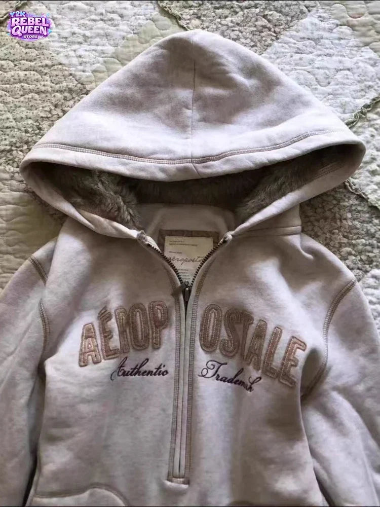Japanese Y2K Punk Subculture Jacket Women Oversized Zip Up Hooded Sweatshirt Sexy Casual Vintage Streetwear Fashion Chic Clothes LadyShow.Store