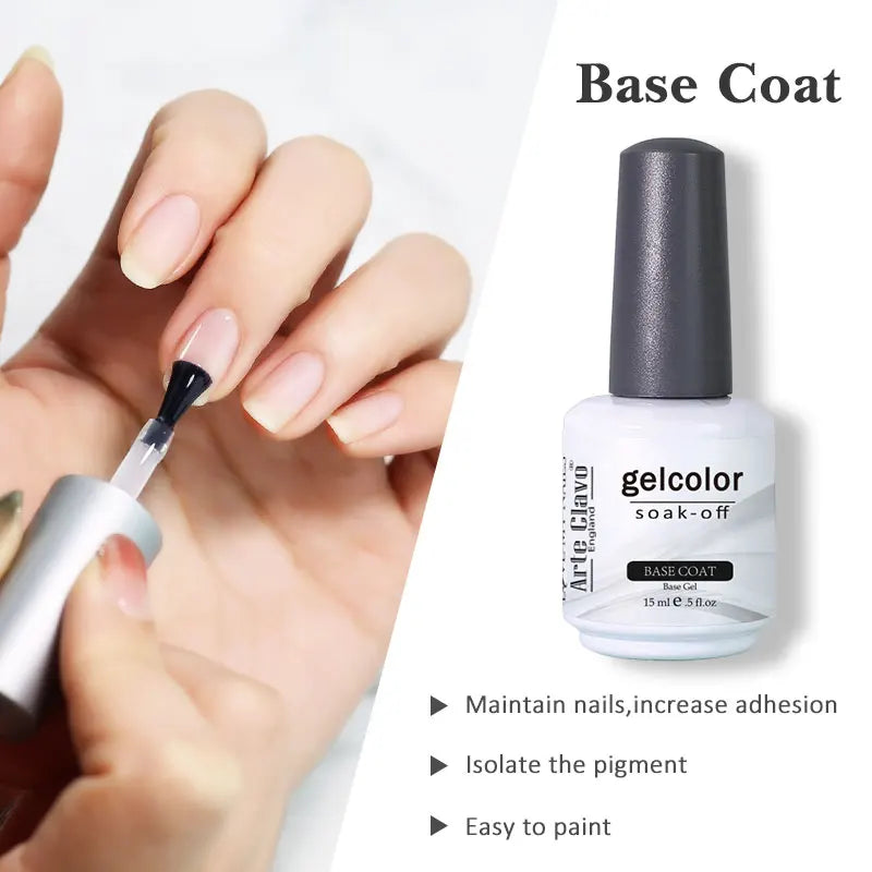 Arte Clavo Top Gel Polish 15ml Semi Permanent Varnish Function Gel Base Super Top Coat Transparent Gel Nails Soak Off Gel Tri Light Beauty