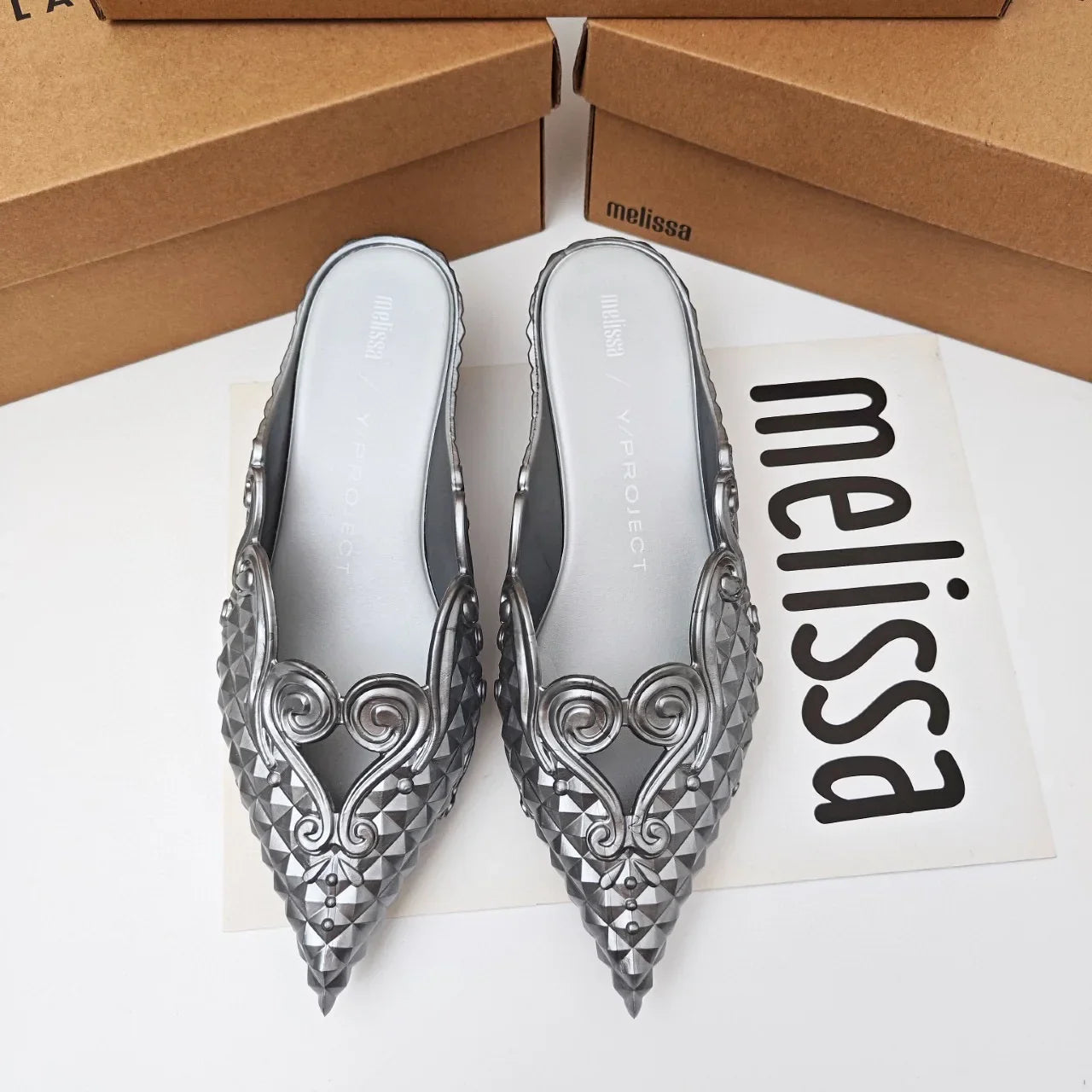 Women Sandals 2025 Spring Melissa Woman Slingback Shoes Fashion Ladies High Heels Elegant Med Heel Pointed Toe Slip on Sandal LadyShow.Store