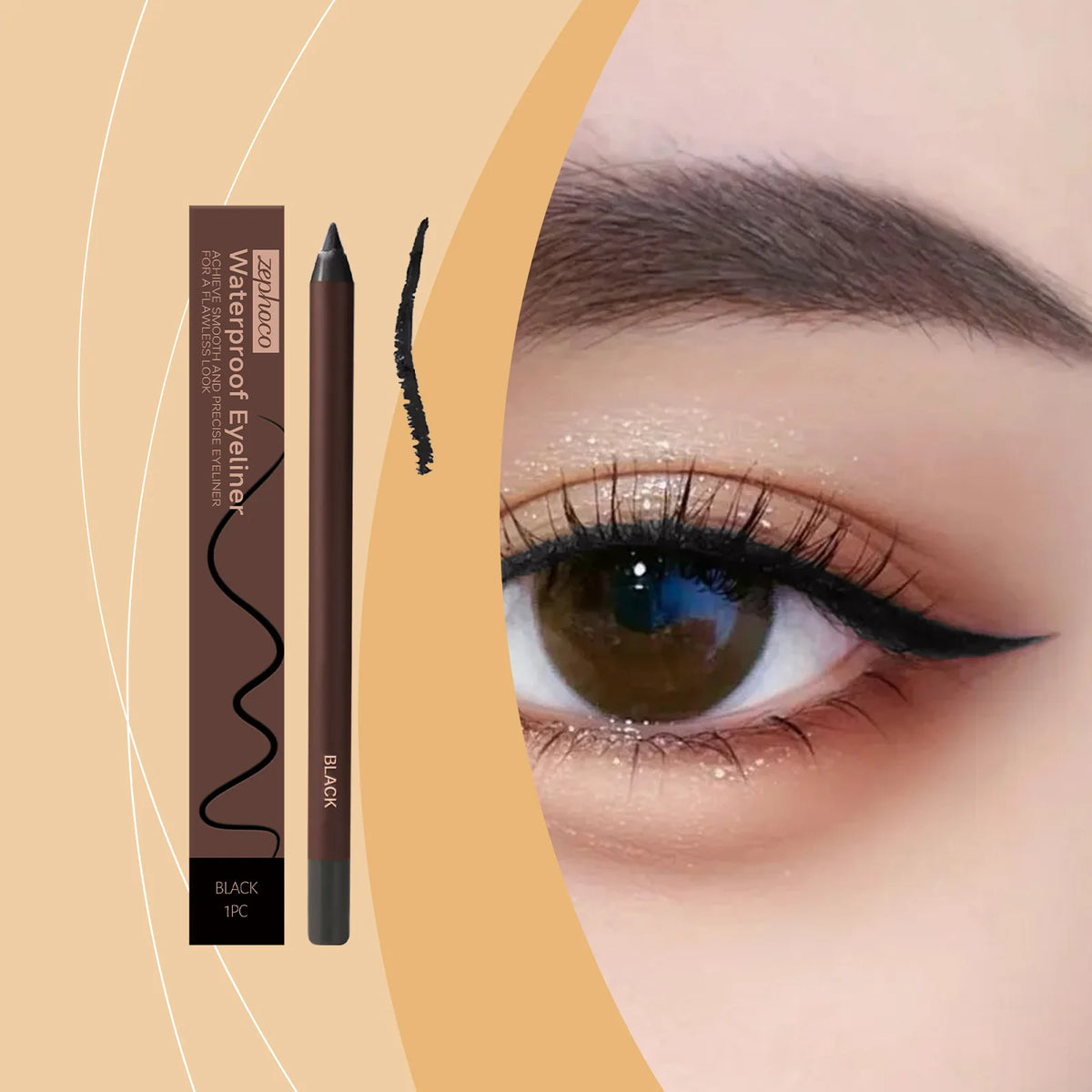 Zephoco Brown Eyeliner Pencil Waterproof Sweatproof Long Lasting Easy to Color Smooth Soft Gel Eyeliner Pencil Eye Makeup Set Pi-Mart