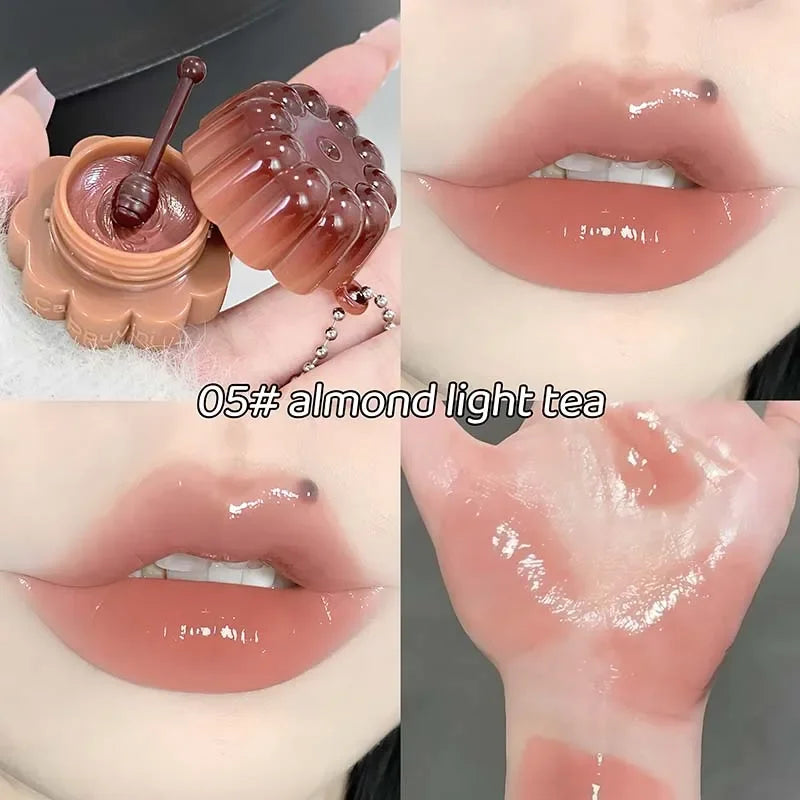 Jelly Solid Water Mirror Lip Gloss Shine Plumping Lip Balm Light Red Brown Natural Lasting Moisturizing Lip Tint Lipstick Makeup Pi-Mart