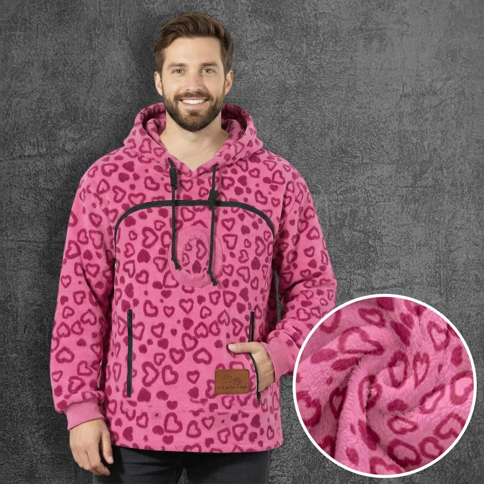 Ladies Winter Hooded Lamb Velvet Zipper Kangaroo Pocket Cat Dog Mommy Outwear Sweatshirt Comfortable Street Style Trendy Fashion LadyShow.Store