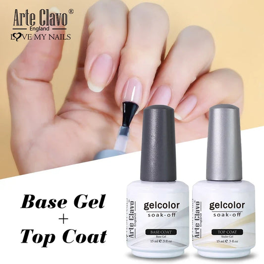 Arte Clavo Top Gel Polish 15ml Semi Permanent Varnish Function Gel Base Super Top Coat Transparent Gel Nails Soak Off Gel Tri Light Beauty